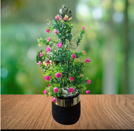 Premium Artificial Pink Rose Floral Pot