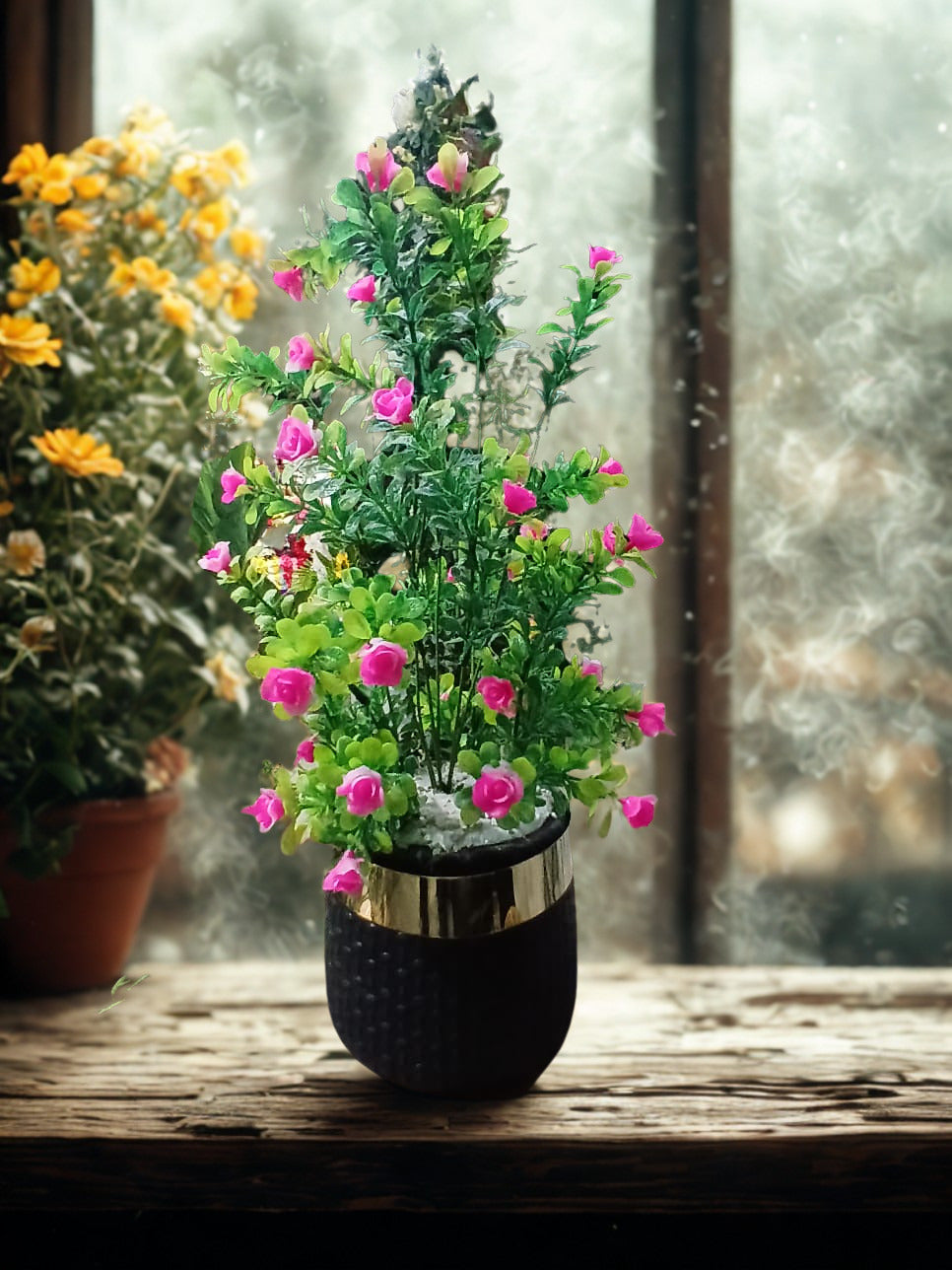 Premium Artificial Pink Rose Floral Pot