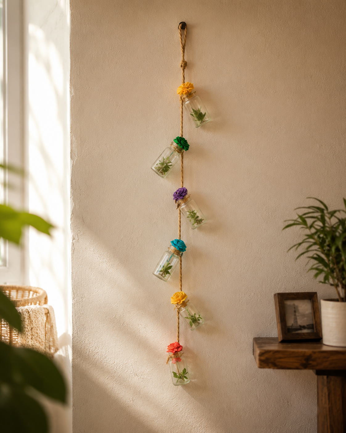 Mini Glass Flower Jar Wall Hanging