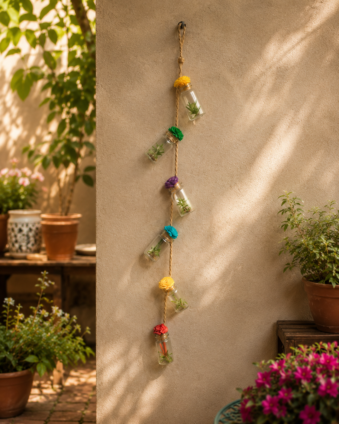 Mini Glass Flower Jar Wall Hanging