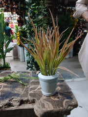 Artificial Golden Grass Plant in White Ceramic Pot